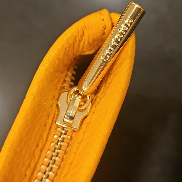 💕CUYANA💕 Small Zipper Pouch ~ Orange Italian Leather - Picture 4 of 11